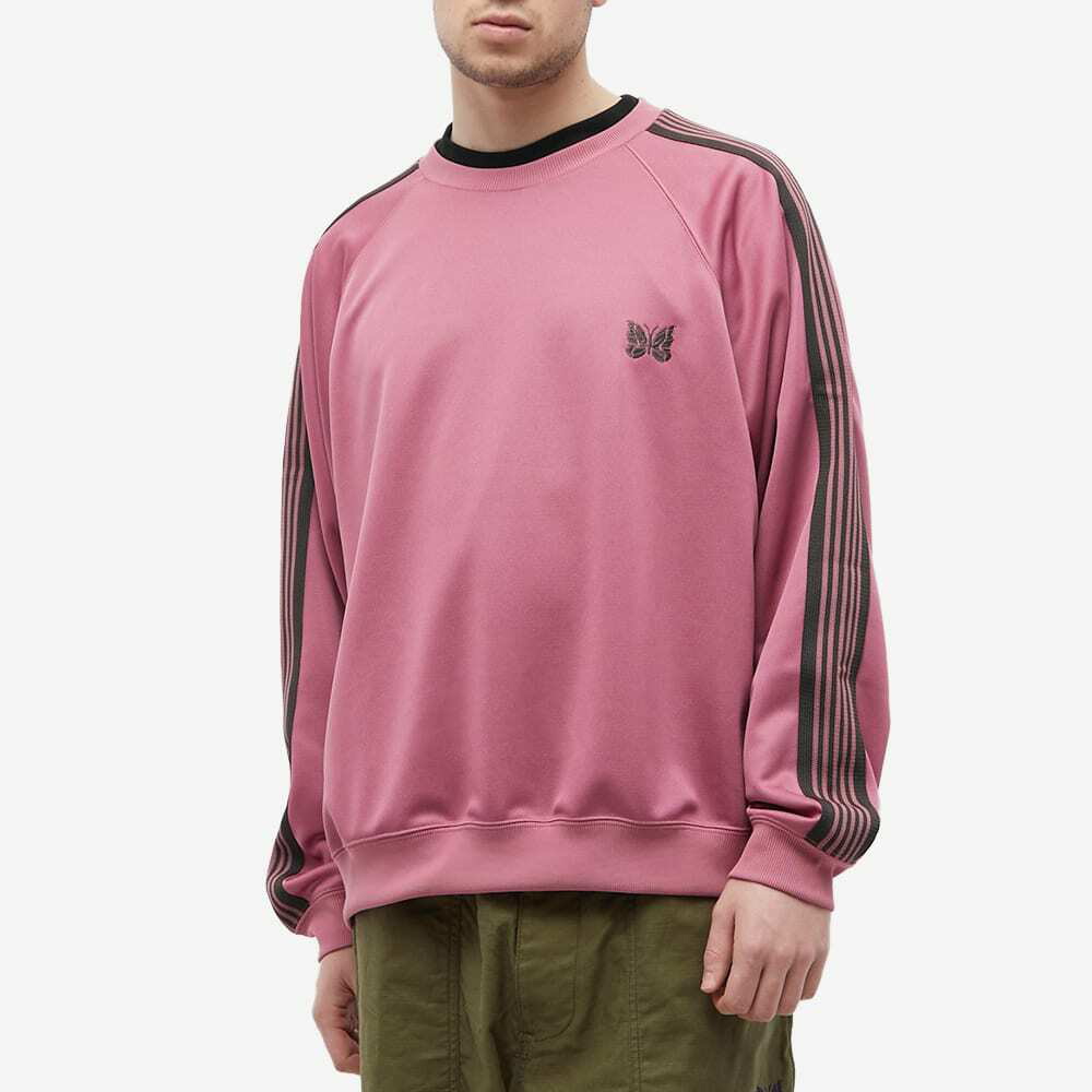 Needles Men's Poly Smooth Track Crew Sweat in Smoke Pink Needles