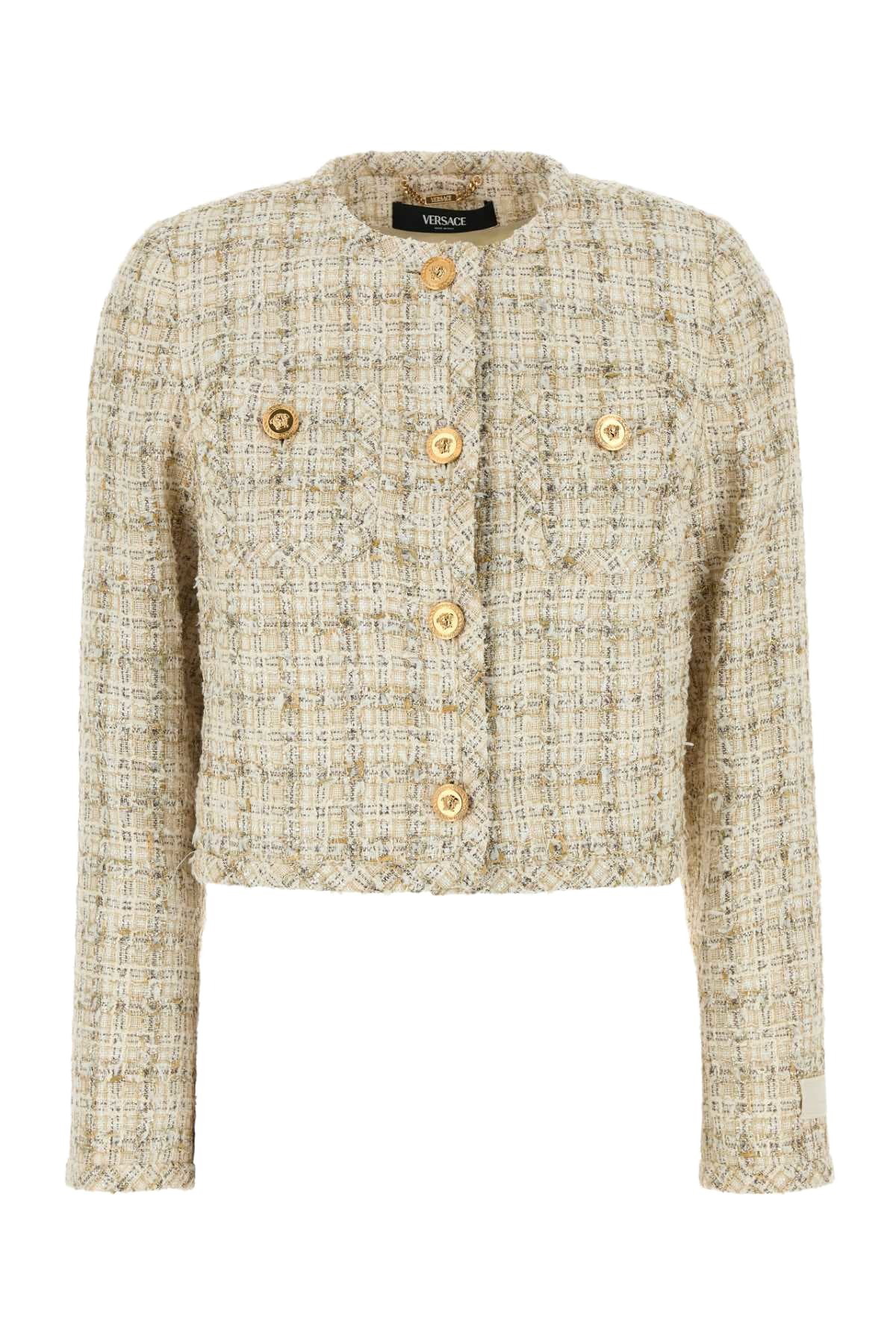 ジャケット Versace Button-up Frayed Tweed Waistcoat Versace Button-up Frayed Tweed Waistcoat Versace