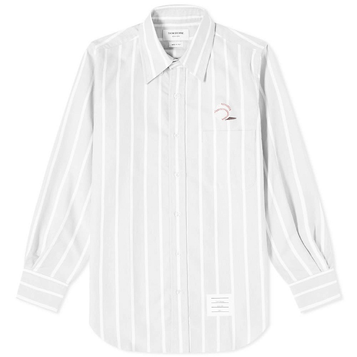 Photo: Thom Browne Baseball Icon Button Down Stripe Oxford Shirt