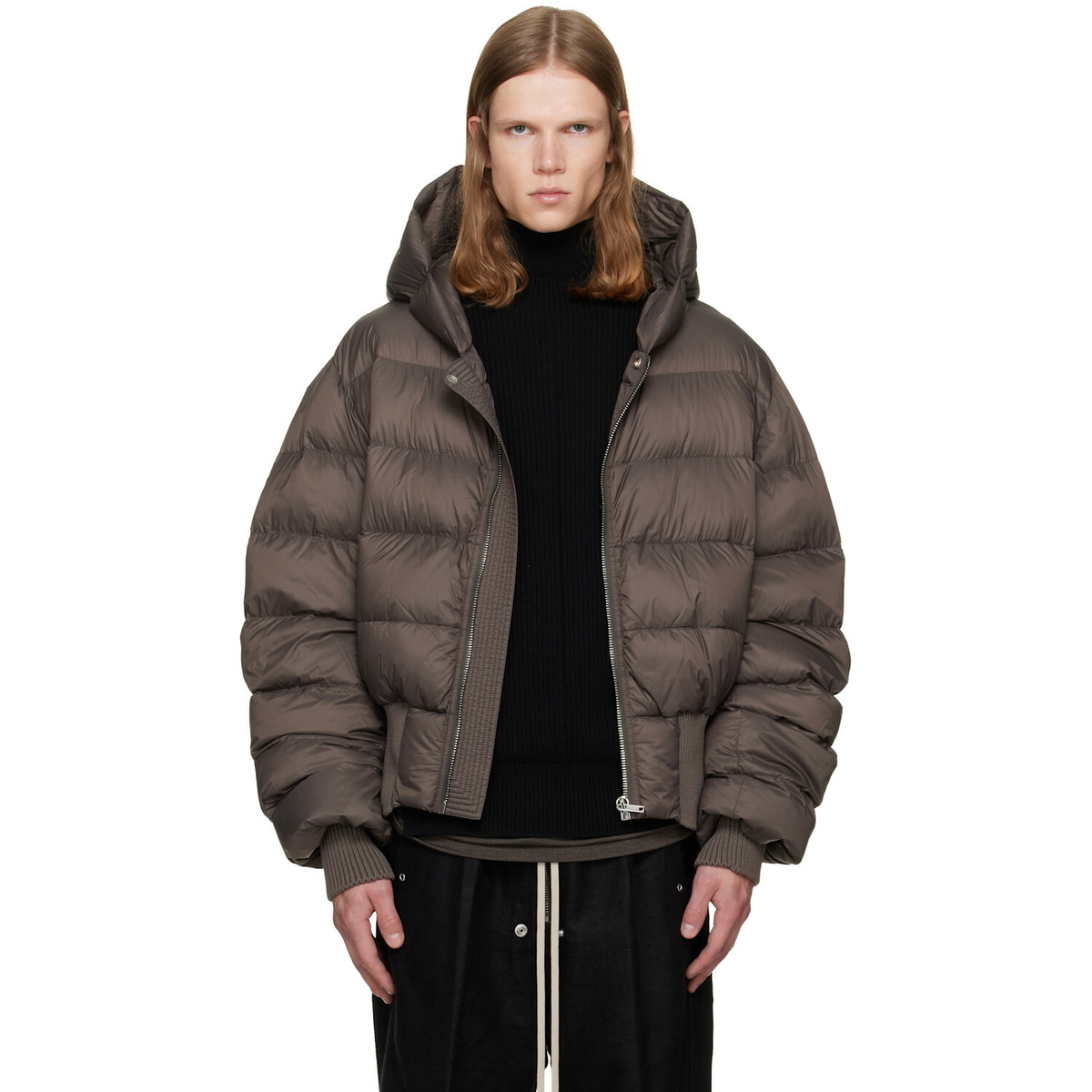 Rick Owens Taupe Tower Hooded Jacket