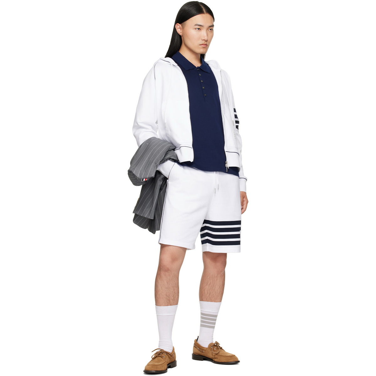 Thom Browne Navy Jersey Ottoman 4-Bar Polo
