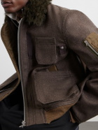Sacai - Melton Plush-Trimmed Wool Blouson Jacket - Brown