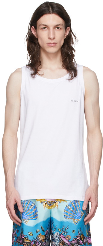 Photo: Versace Underwear Two-Pack White Cotton Tank Tops