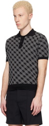 Ernest W. Baker Black Check Jacquard Polo