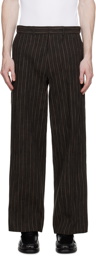 Róhe Brown Rustic Pinstripe Trousers