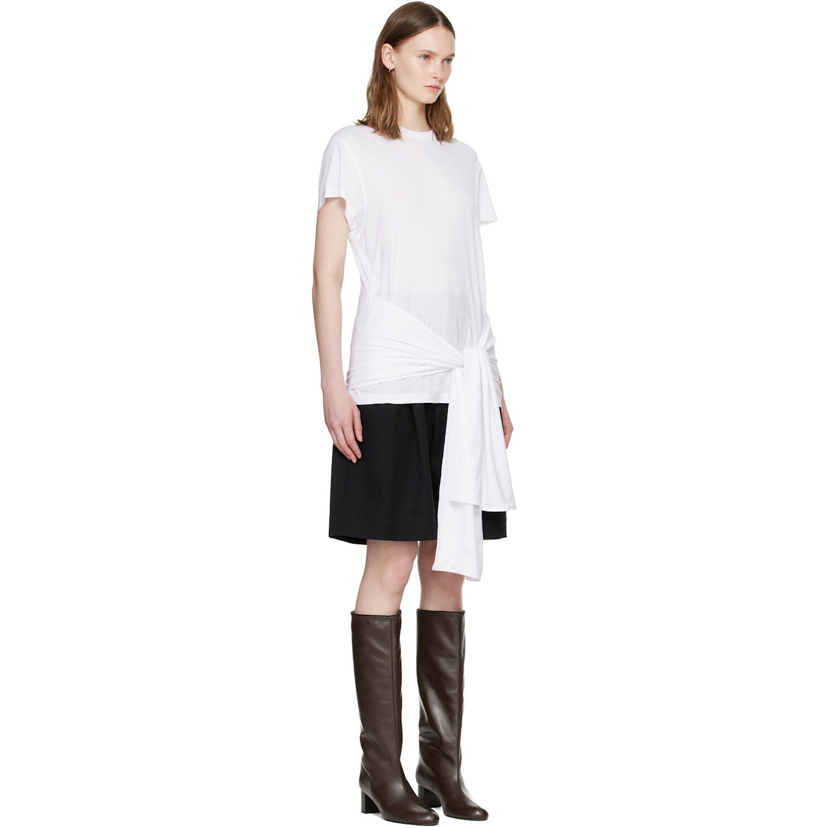 TOTEME White Tie-Waist Jersey T-shirt