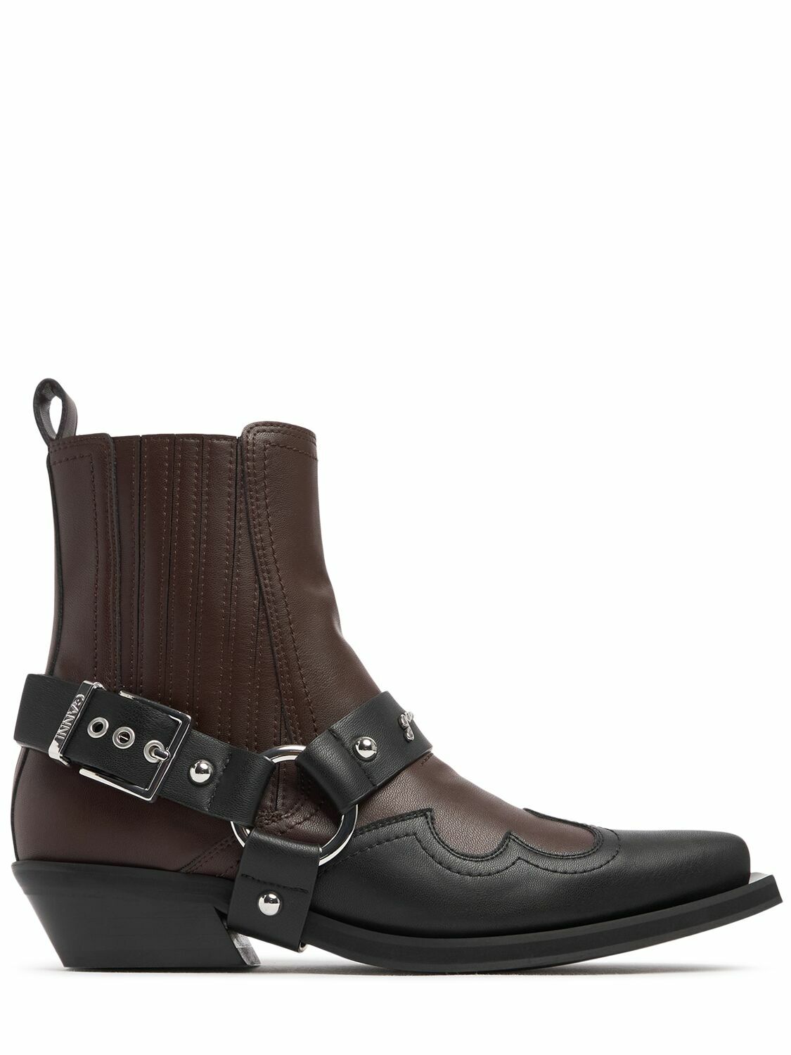 【関税&送料込】Ganni Chocolate Synthetic Leather Boots GANNI 60mm Recycled Leather Western Boots GANNI