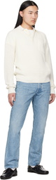 Ralph Lauren Purple Label White Silk Linen Polo Sweater