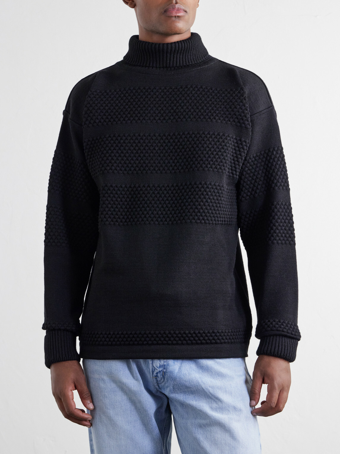 S.N.S. Herning - Textured Virgin Wool Rollneck Sweater - Black