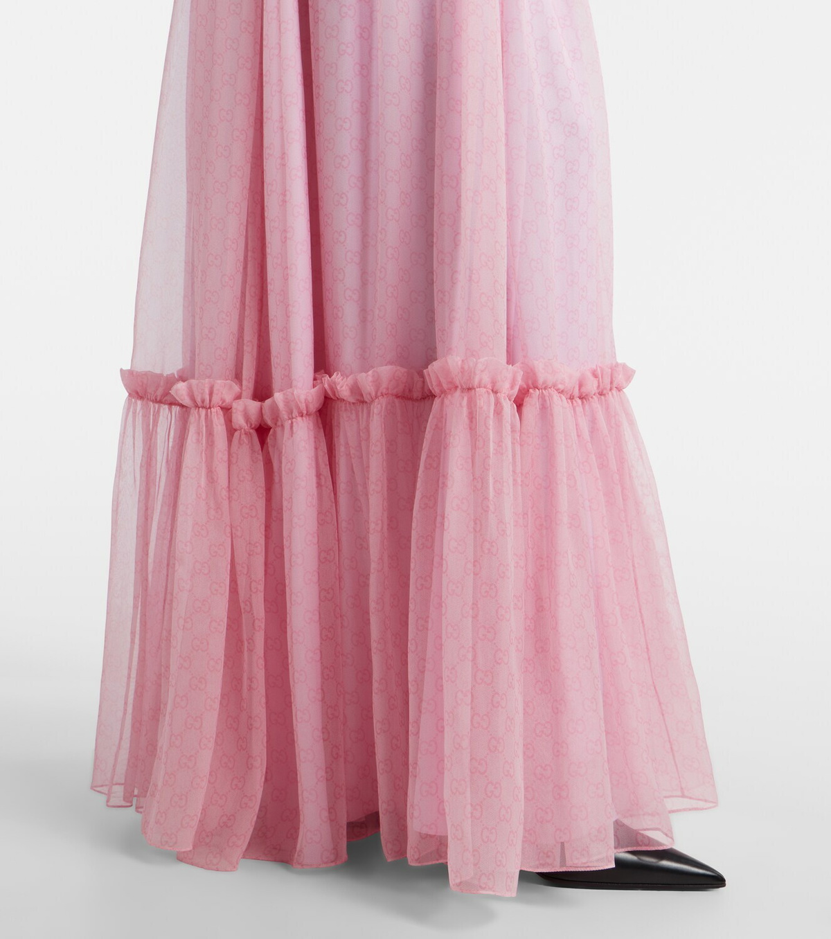 Gucci GG printed silk chiffon maxi skirt