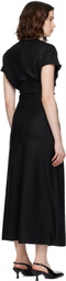 TOTEME Black Slouch Waist Basketweave Midi Dress