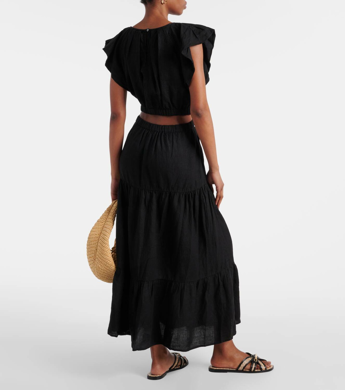 Velvet Ginger cutout linen maxi dress Velvet