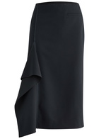 High Sketch Out Ruffled Midi Skirt Navy