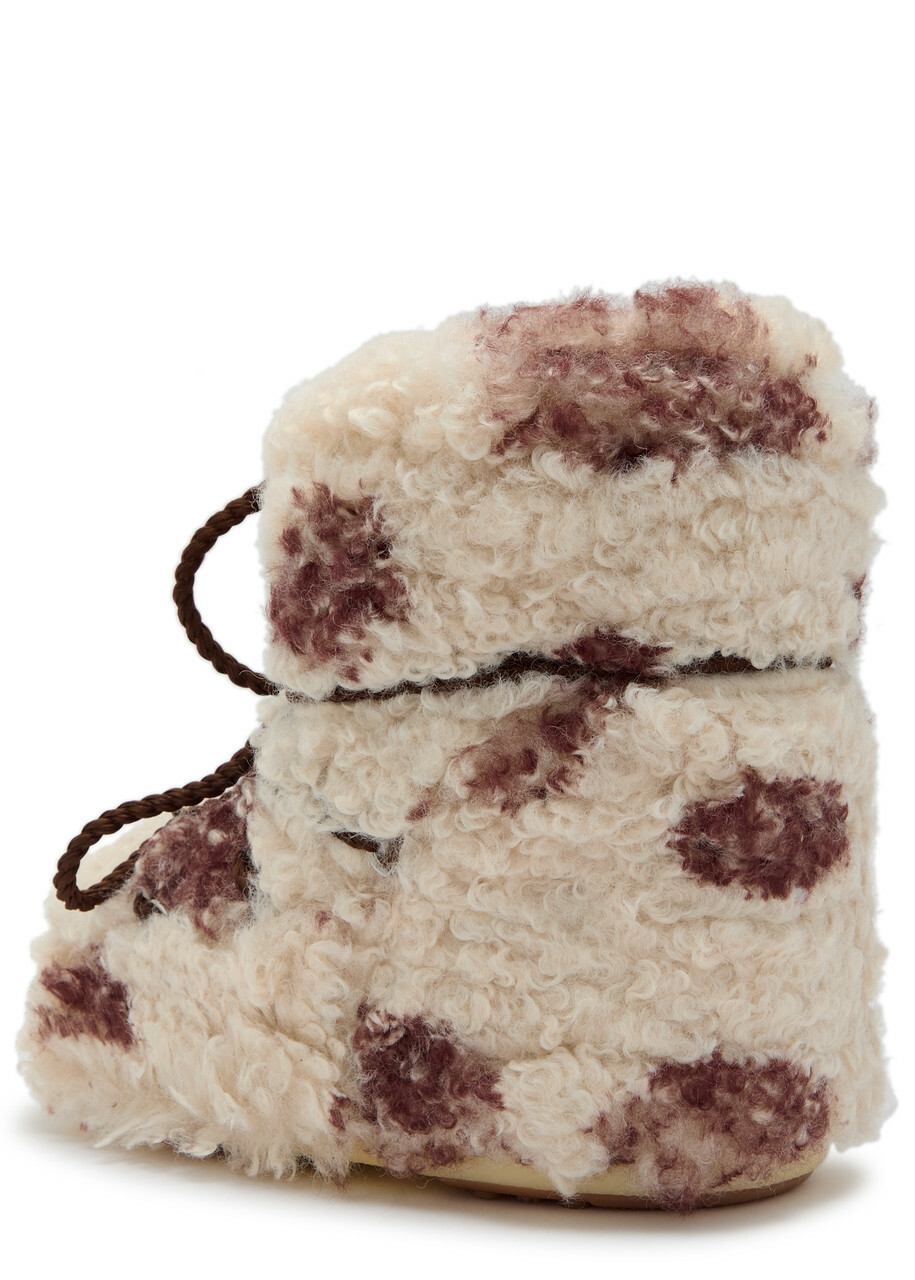 Moon Boot Icon Curly Cow-print Faux fur Ankle Snow Boots Cream 42/44 (IT42 44 / UK9