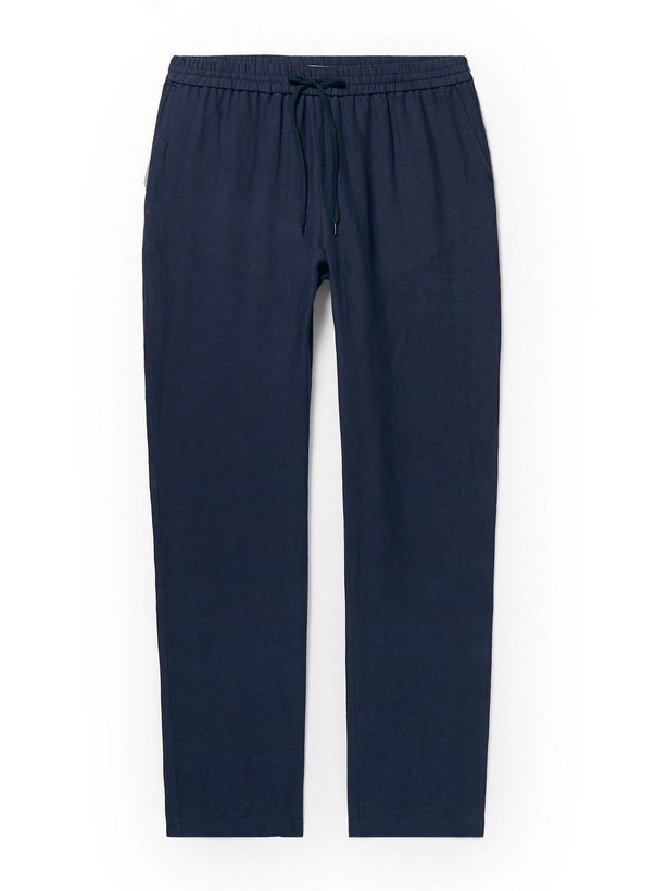 Photo: De Bonne Facture - Straight-Leg Linen Drawstring Trousers - Blue