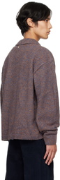 LE17SEPTEMBRE Purple Bouclé Button Down Cardigan