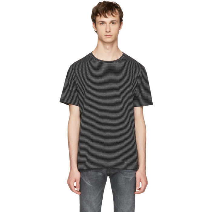 Photo: Maison Margiela Black and Grey Striped T-Shirt