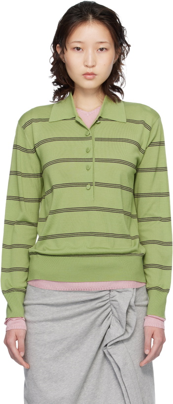 Photo: Dries Van Noten Green Merino Wool Polo