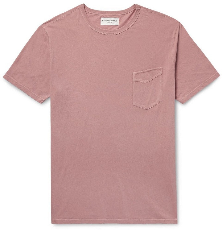 Photo: Officine Generale - Slim-Fit Garment-Dyed Cotton-Jersey T-Shirt - Men - Pink