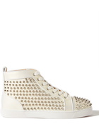 Christian Louboutin - Louis Spiked Full-Grain Leather High-Top Sneakers - White