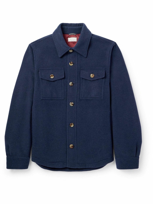 Photo: Brunello Cucinelli - Cashmere-Felt Overshirt - Blue