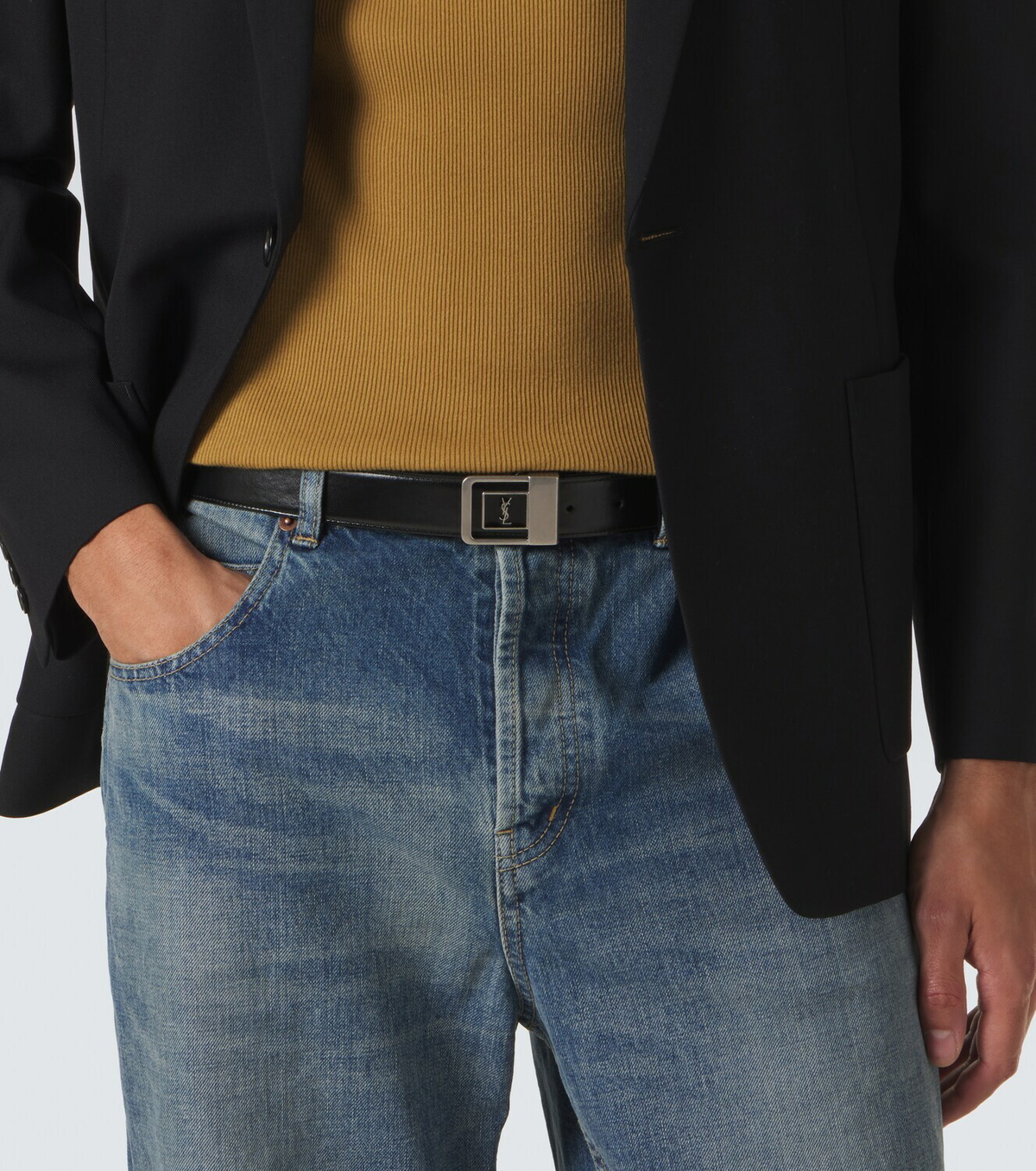 Saint Laurent La 66 leather belt