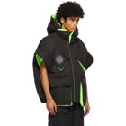 Chen Peng Black and Green Down Half-Sleeve Jacket