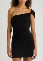 Bec & Bridge Elea One-shoulder Jersey Mini Dress Black