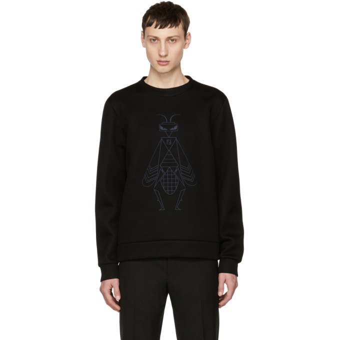 Photo: Fendi Black Embroidered Super Bugs Sweatshirt