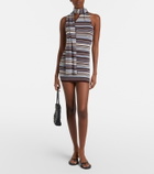 Aya Muse Knitted scarf-detail striped minidress
