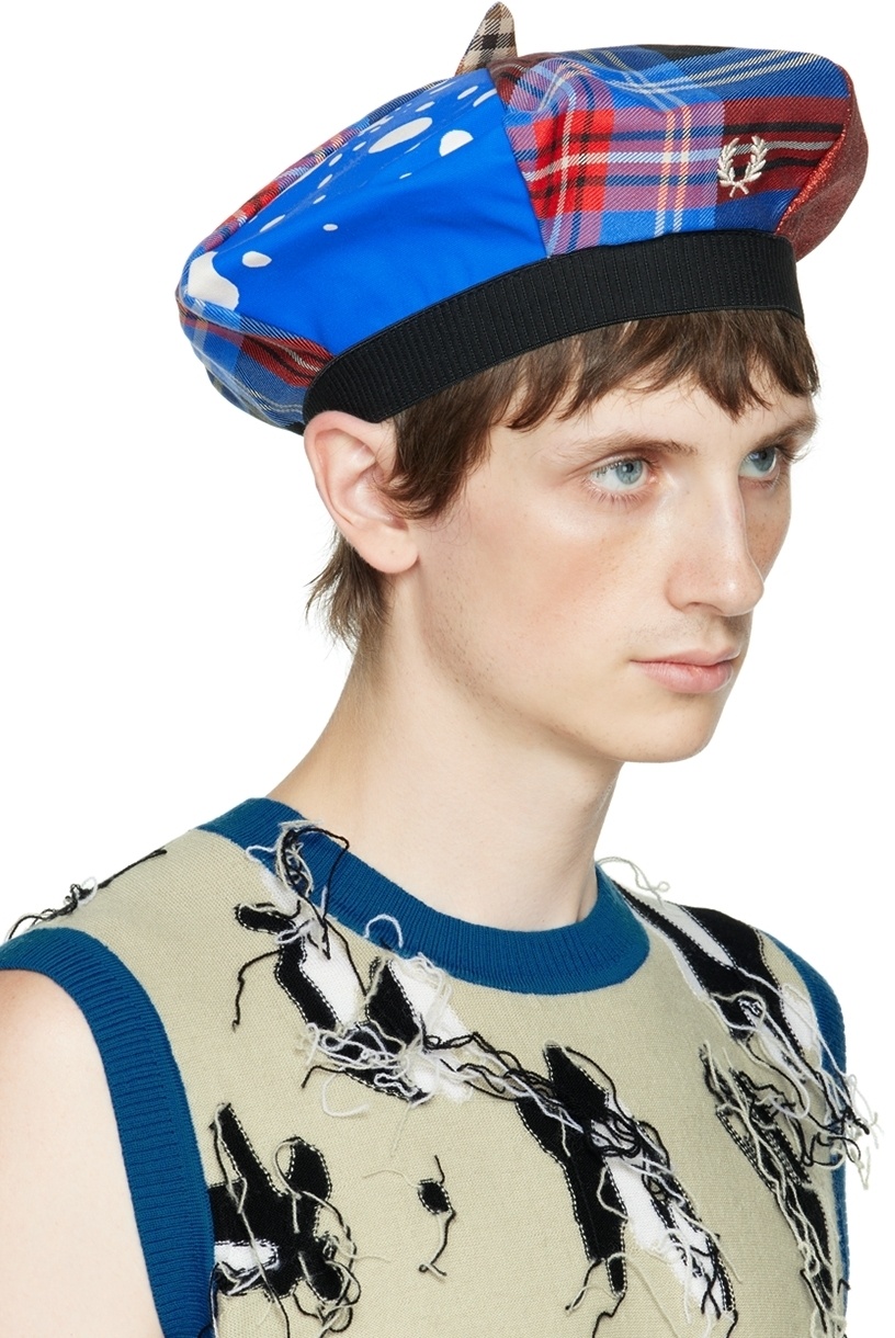 Charles Jeffrey Loverboy Red & Blue Fred Perry Edition Beret