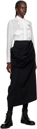 Yohji Yamamoto Black Draped Midi Skirt