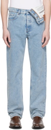 Y/Project Blue Asymmetric Waist Jeans