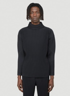 Funnel Neck Pleated Top in Black