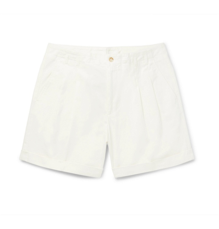 Photo: Dolce & Gabbana - Pleated Cotton-Blend Drill Shorts - White