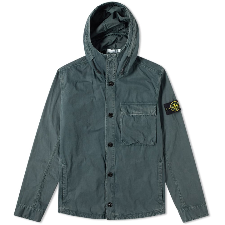 Photo: Stone Island Tela Smerigliata Garment Dyed Hooded Overshirt