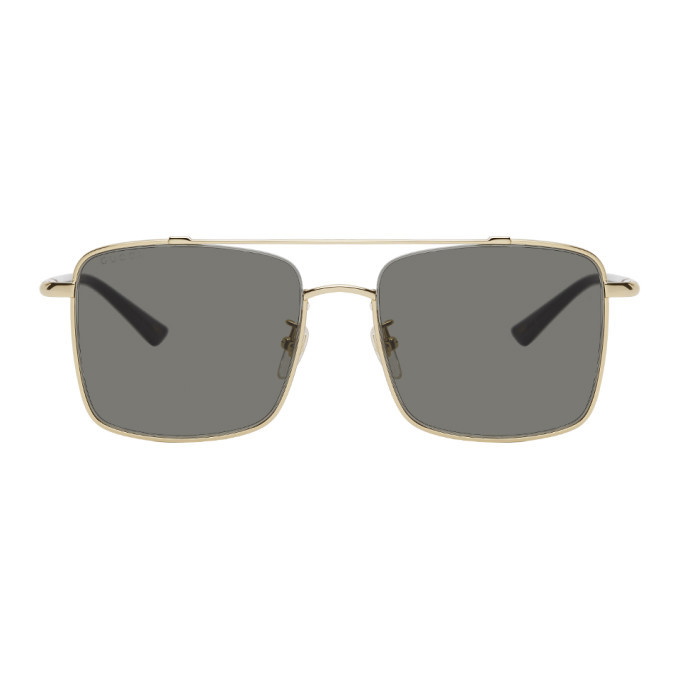 Photo: Gucci Gold and Black Square Sunglasses