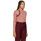 Nina Ricci Pink Leather-Trimmed Sweater