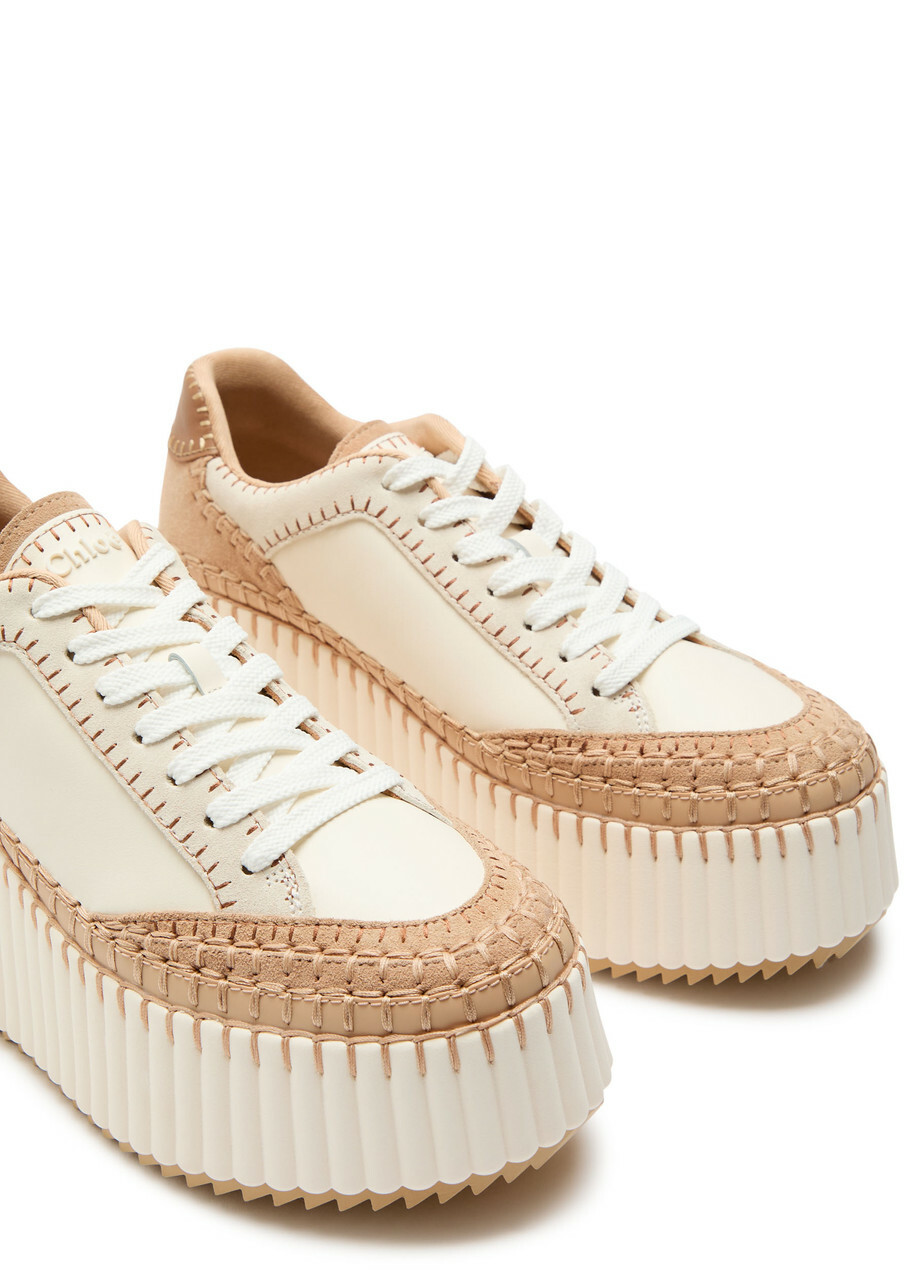Chloe Nama 80 Panelled Leather Sneakers Beige