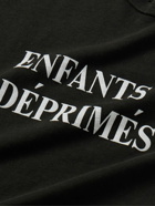 Enfants Riches Déprimés - Cropped Distressed Logo-Print Cotton-Jersey T-Shirt - Black