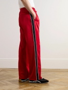 LOEWE - Straight-Leg Logo-Embroidered Striped Tech-Jersey Sweatpants - Red