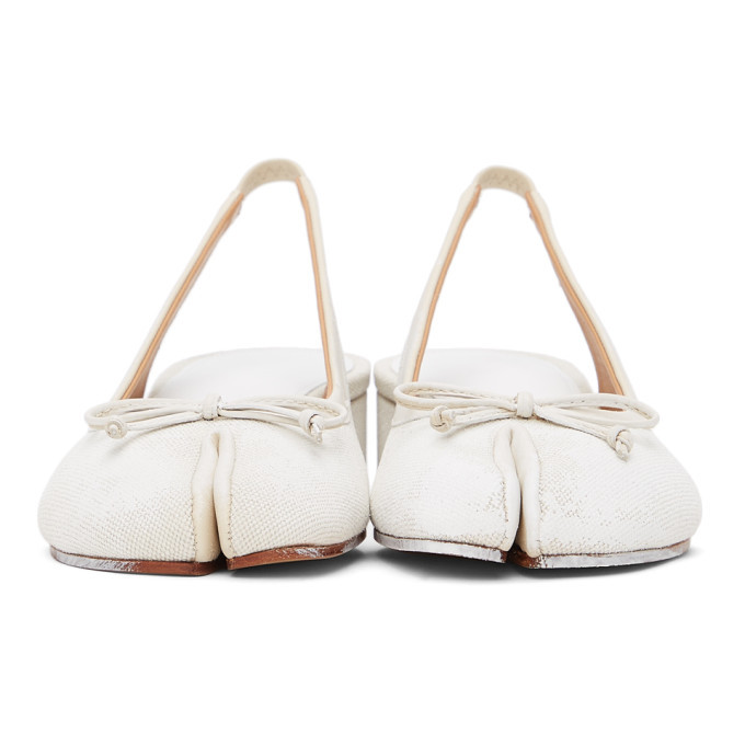 Maison Margiela White Painted Tabi Slingback Heels Maison