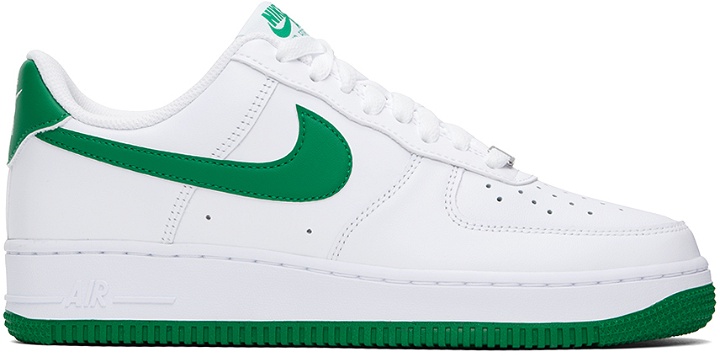 Photo: Nike White & Green Air Force 1 '07 Sneakers
