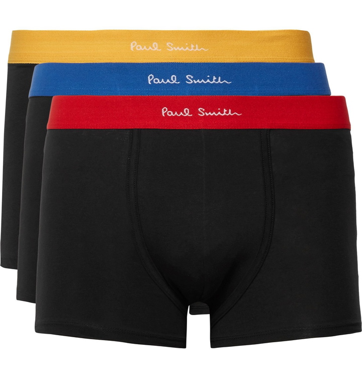 Photo: Paul Smith - Three-Pack Stretch-Cotton Jersey Boxer Briefs - Black