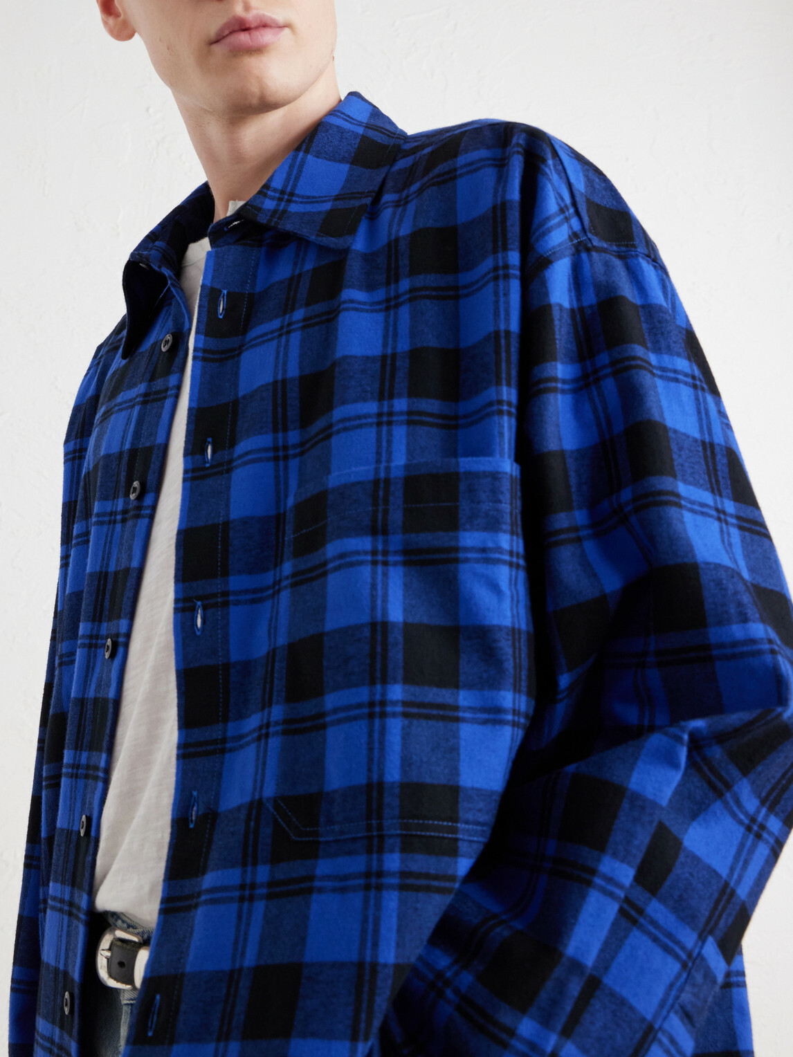 AGOLDE - Stanhope Checked Cotton-Flannel Shirt - Blue