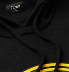 Fendi - Logo-Print Cotton-Blend Jersey Hoodie - Men - Black