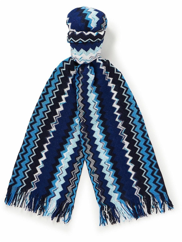 Photo: Missoni - Fringed Striped Crocheted Cotton Scarf
