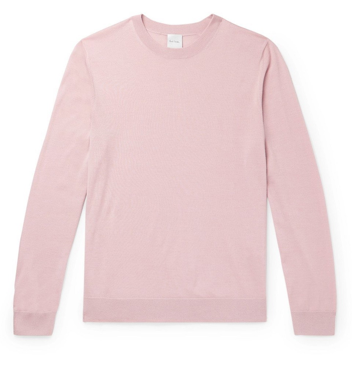 Photo: Paul Smith - Embroidered Merino Wool and Silk-Blend Sweater - Coral