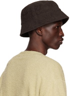 AURALEE Brown Organic Cotton Terrycloth Bucket Hat