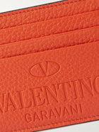 VALENTINO - Valentino Garavani Logo-Debossed Full-Grain Leather Cardholder - Orange